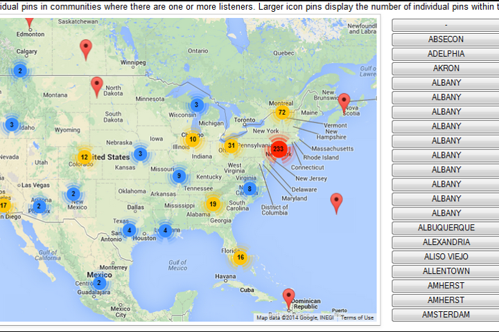 View of Geolocation Map in Audience Reporting
